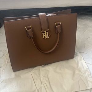 ralph lauren carrington brigitte large leather tote bag